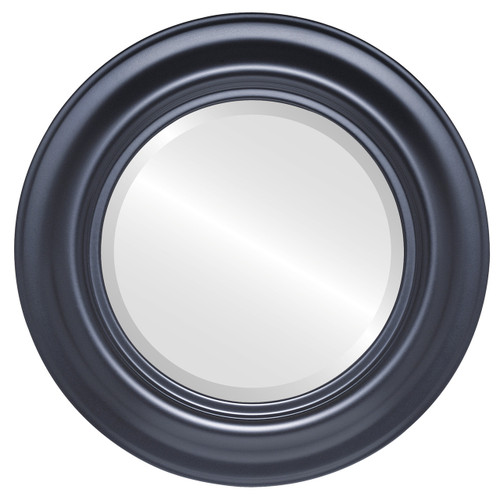 Beveled Mirror - Lancaster Round Frame - Matte Black