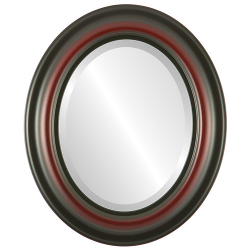 Beveled Mirror - Lancaster Oval Frame - Rosewood