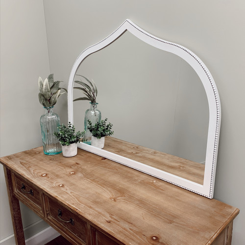 Tokyo Mantel Framed Mirror - Teardrop Cathedral - Linen White - Lifestyle