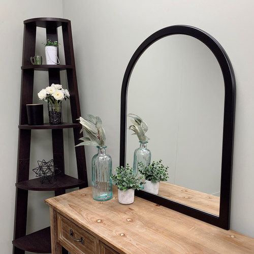 Milano Vanity Framed Mirror - Crescent Cathedral - Matte Black - Lifestyle
