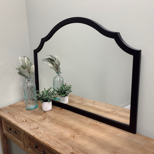 Milano Mantel Framed Mirror - Peaks Cathedral - Matte Black - Lifestyle