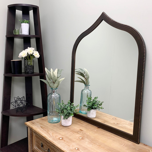 Tokyo Vanity Framed Mirror - Teardrop Cathedral - Rubbed Bronze - Lifestyle