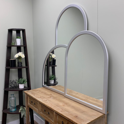 Milano Framed Mirror - Crescent Cathedral - Silver Spray - Lifestyle Group Milano Framed Mirror - Crescent Cathedral - Silver Spray - Lifestyle Group