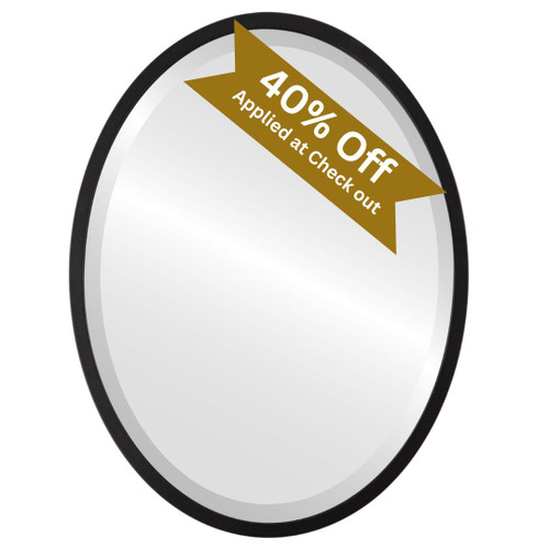 London Framed Oval Mirror - Matte Black - 19 1/8" x 25 1/2: Outside Dimension