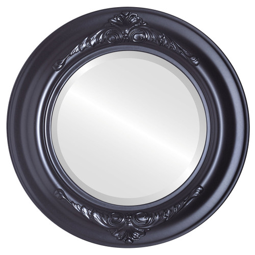 Beveled Mirror - Winchester Round Frame - Matte Black