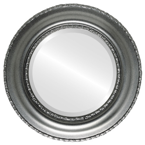 Beveled Mirror - Somerset Round Frame - Black Silver