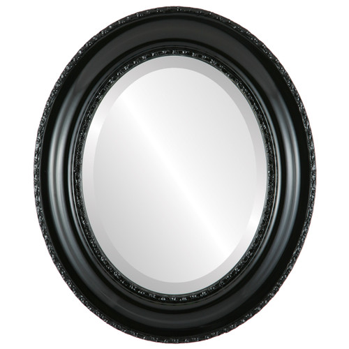 Beveled Mirror - Somerset Oval Frame - Gloss Black