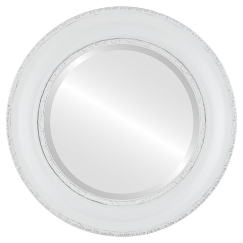 Beveled Mirror - Somerset Framed Round Mirror - Linen White