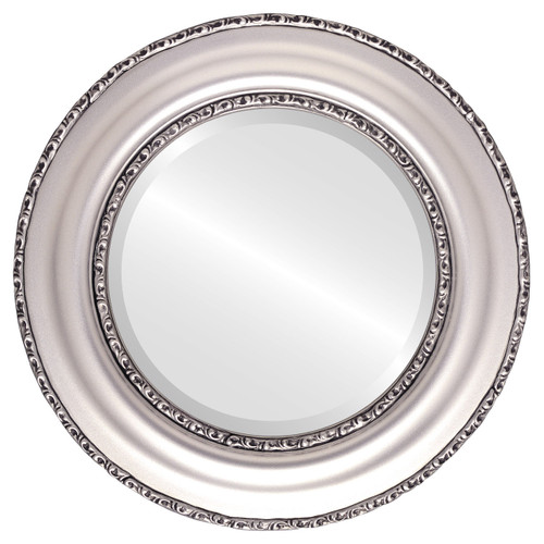 Beveled Mirror - Somerset Round Frame - Silver Spray