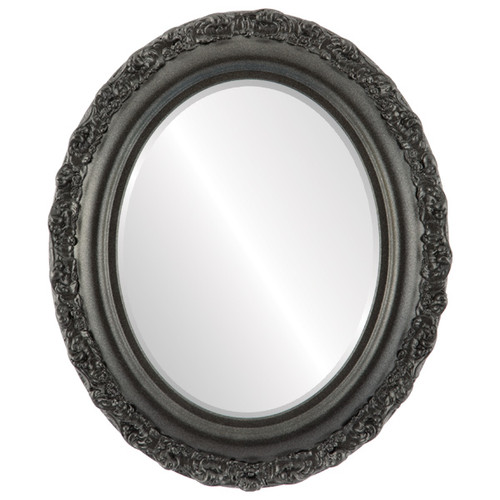Beveled Mirror - Venice Oval Frame - Black Silver