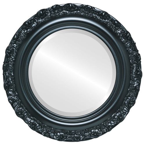 Beveled Mirror - Venice Round Frame - Matte Black