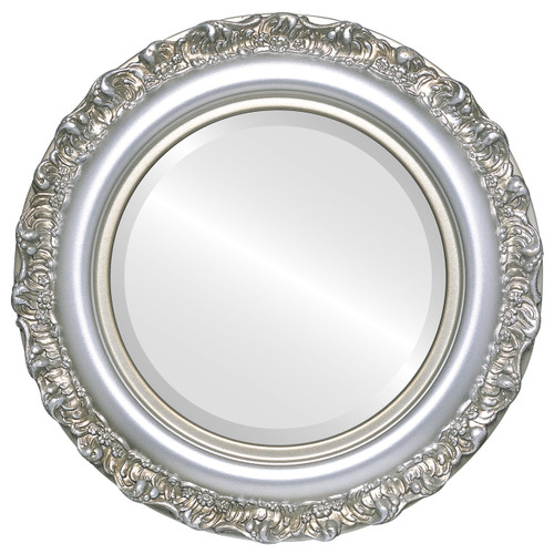 Beveled Mirror - Venice Round Frame - Silver Shade