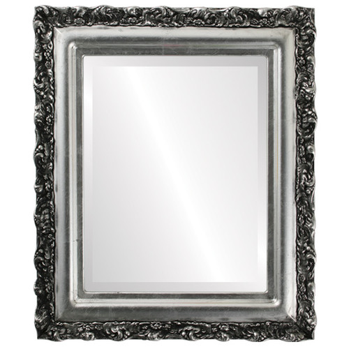 Beveled Mirror - Venice Rectangle Frame - Silver Leaf with Black Antique