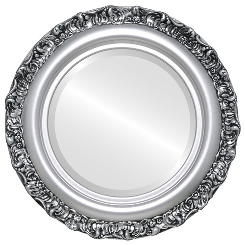 Beveled Mirror - Venice Round Frame - Silver Spray