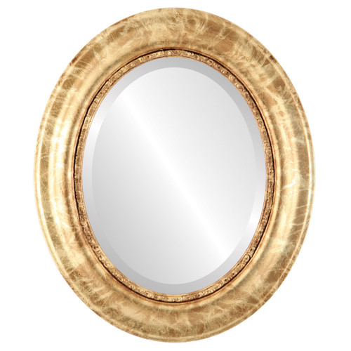 Beveled Mirror - Chicago Oval Frame - Champagne Gold