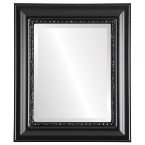 Beveled Mirror - Chicago Rectangle Frame - Gloss Black