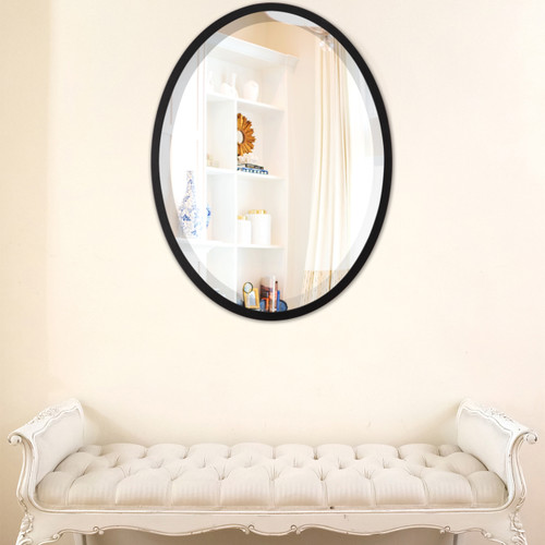 Lifestyle 2 - London Framed Oval Mirror - Matte Black