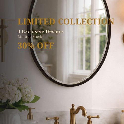 London Framed Oval Mirror - Matte Black - 21 1/8" x  25 1/8" Outside Dimension