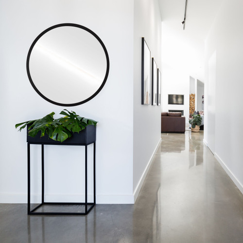 London Framed Circle Mirror - Matte Black - 25 1/8" x  25 1/8" Outside Dimension