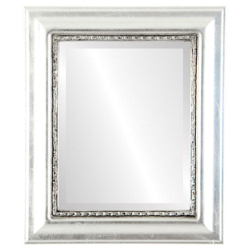 Beveled Mirror - Chicago Rectangle Frame - Silver Leaf with Black Antique