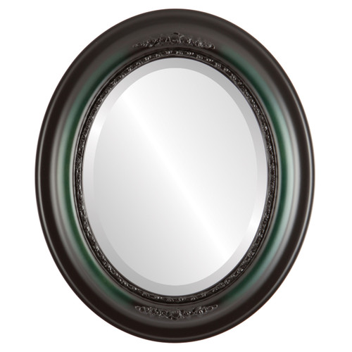 Beveled Mirror - Boston Oval Frame - Hunter Green