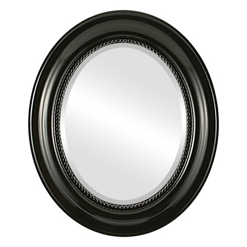 Beveled Mirror - Heritage Oval Frame - Gloss Black