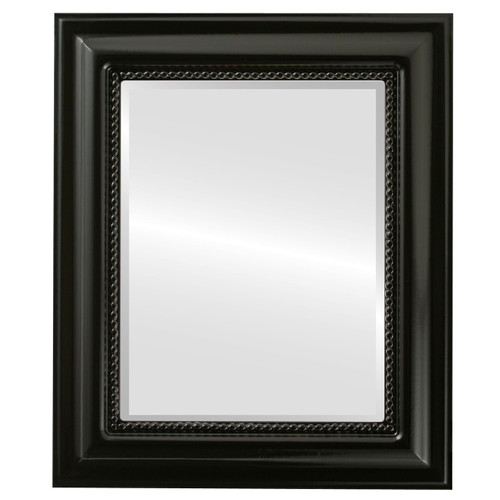 Beveled Mirror - Heritage Rectangle Frame - Gloss Black