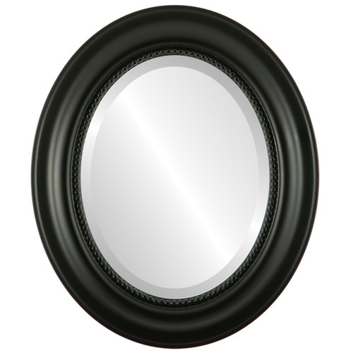 Beveled Mirror - Heritage Oval Frame - Matte Black