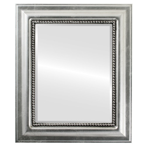 Beveled Mirror - Heritage Rectangle Frame - Silver Leaf with Black Antique