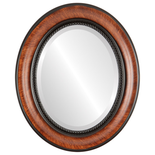 Beveled Mirror - Heritage Oval Frame - Vintage Walnut