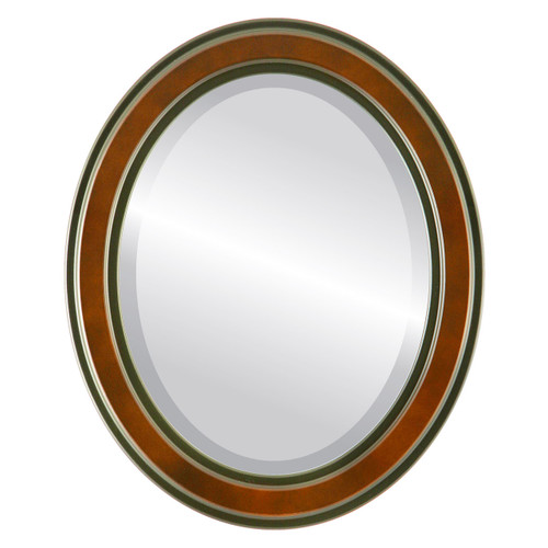Beveled Mirror - Wright Oval Frame - Walnut