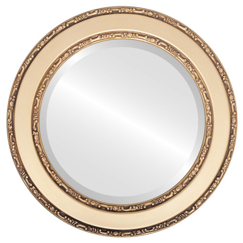 Beveled Mirror - Monticello Round Frame - Gold Spray