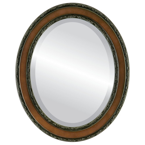 Beveled Mirror - Monticello Oval Frame - Walnut