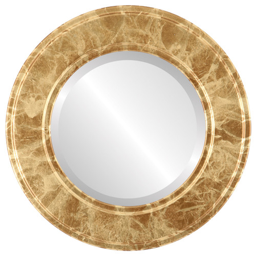 Beveled Mirror - Montreal Round Frame - Champagne Gold