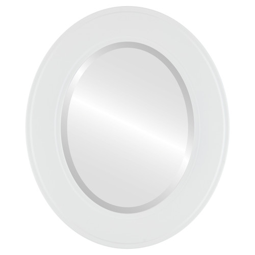 Beveled Mirror - Montreal Framed Oval Mirror - Linen White