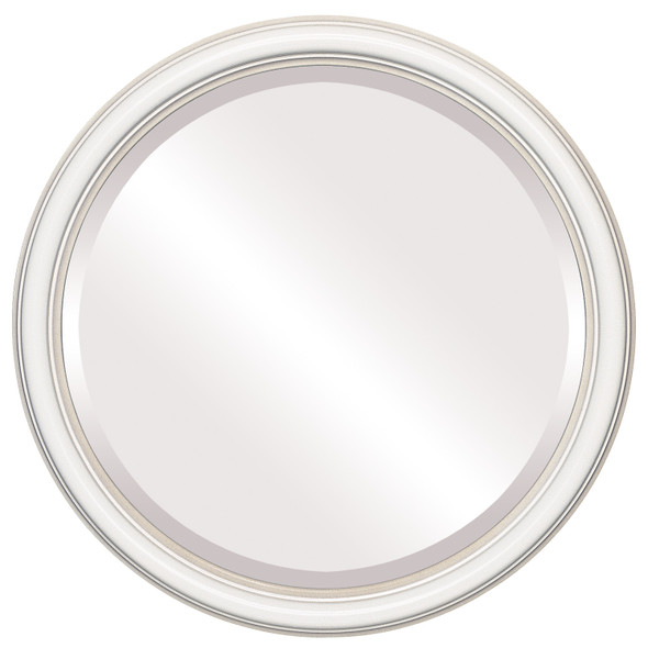 Beveled Mirror - Saratoga Round Frame - Taupe