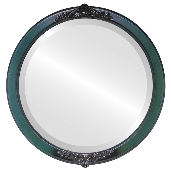 Beveled Mirror - Athena Round Frame - Hunter Green
