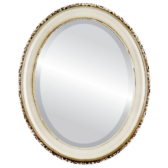 Beveled Mirror - Kensington Oval Frame - Taupe