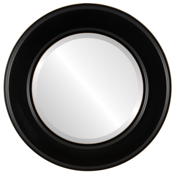 Beveled Mirror - Marquis Round Frame - Matte Black