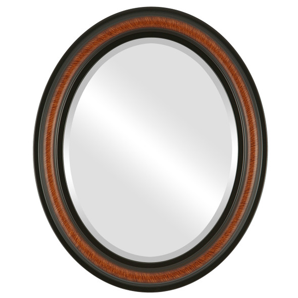 Beveled Mirror - Philadelphia Oval Frame - Vintage Walnut