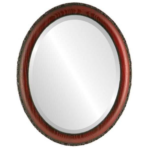 Beveled Mirror - Brookline Oval Frame - Rosewood