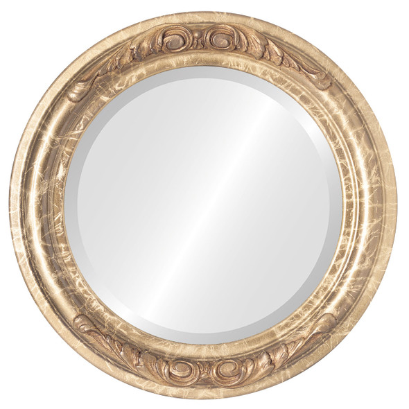 Beveled Mirror - Florence Round Frame - Champagne Gold