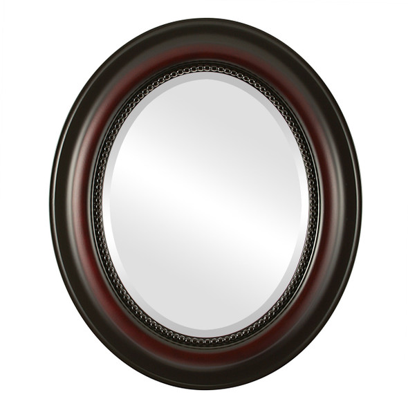 Beveled Mirror - Heritage Oval Frame - Rosewood