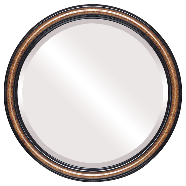 Beveled Mirror - Saratoga Round Frame - Vintage Walnut