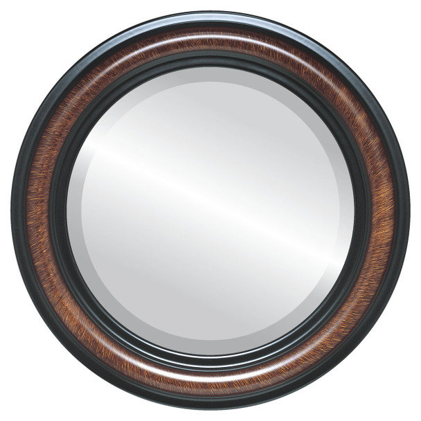 Beveled Mirror - Philadelphia Round Frame - Vintage Walnut