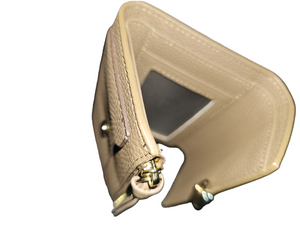Top view of the Beige Leather Wallet highlighting its multiple card slots and spacious interior.
