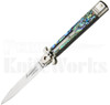 AKC Bill DeShivs 9" Leverletto Automatic Knife Abalone l For Sale