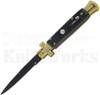 Italian Style 9" Stiletto Wood Automatic Knife l Black Bayo