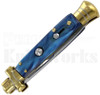 Italian Style 9" Stiletto Blue Swirl Automatic Knife l For Sale