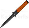 Milano 9" Stiletto Black Wood Automatic Knife Black Blade l For Sale